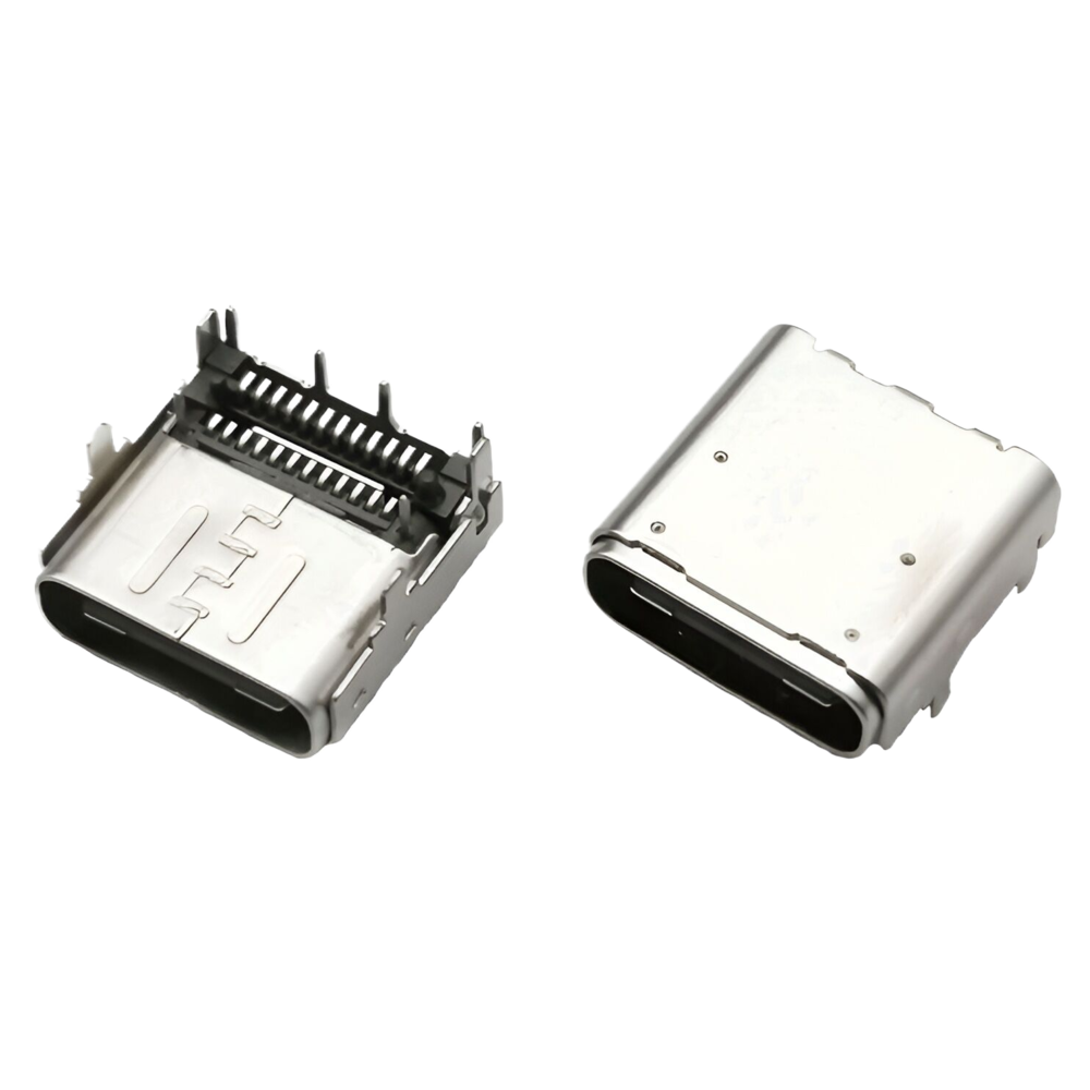 TYPE C 24P母座 八腳插板 雙排SMT CH=1.6MM 板上高度H=3.35MM L=8.95MM