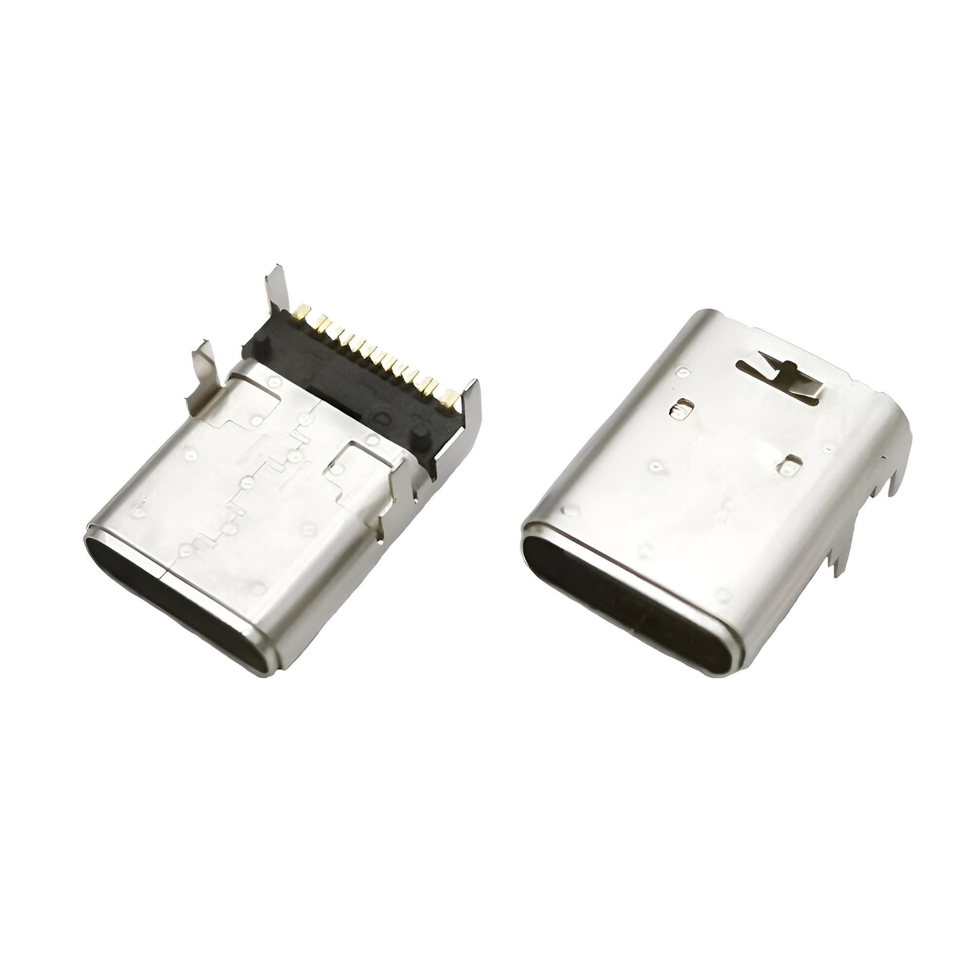 加長TYPE C 16PIN母座 板上SMT 四腳插板 CH=1.75MM L=12.15MM 雙殼 