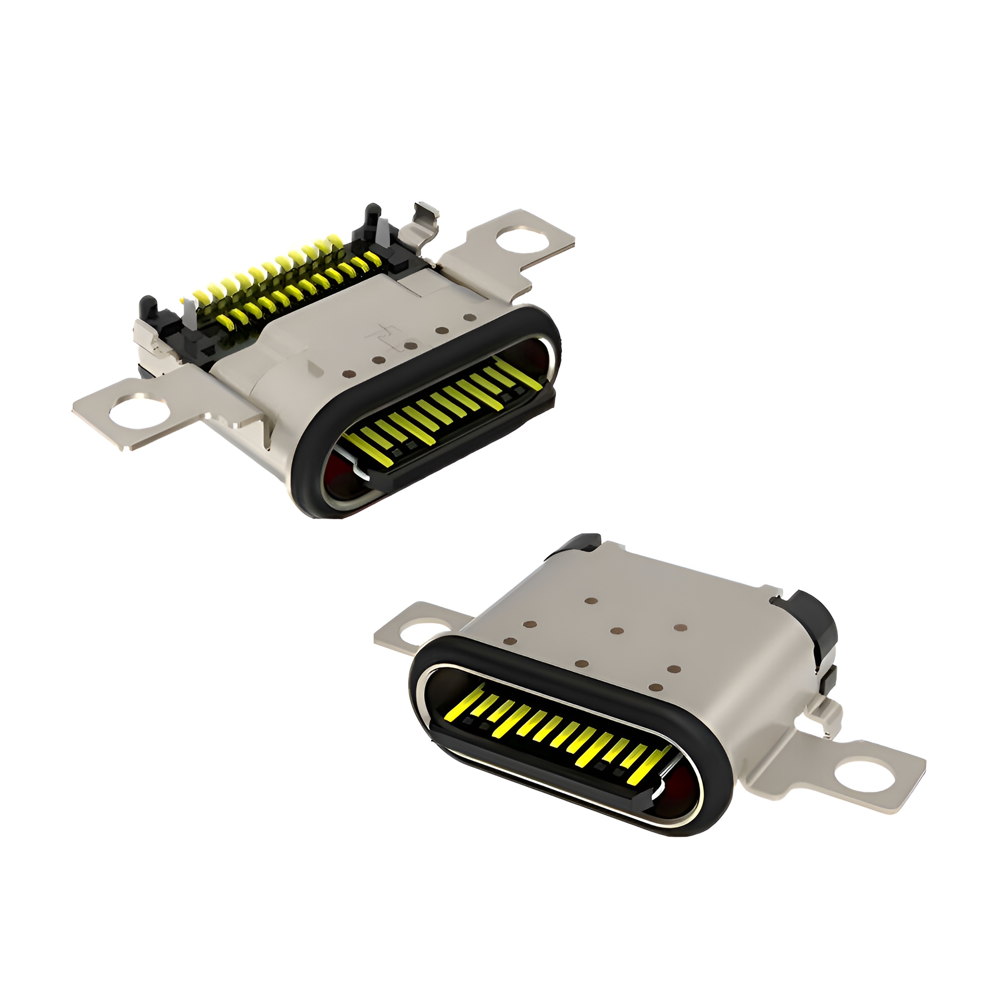 閃電USB 4.0 TYPE C 24P防水母座 沉板0.85MM 雙排貼片SMT CH=1.17MM 帶雙耳螺絲孔 7A大電流 防水IPX8